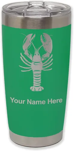 Vista 37 de LaserGram Vaso aislado al vacío de 20 onzas, langosta, grabado personalizado incluido (negro)