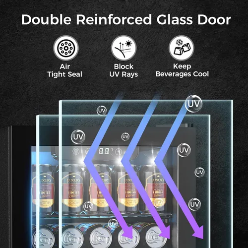 Vista 3 de Electactic Nevera de Vino Independiente de Encimera 12 Botellas, 50 Latas Bodega de Vino Enfriador de Bebidas para Refrescos, Cerveza Enlatada