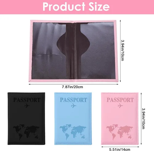 Vista 2 de Nogeqi Funda para pasaporte para mujeres y hombres, con bloqueo Rfid con tarjetero para tarjetas de crédito, billete aéreo, 3