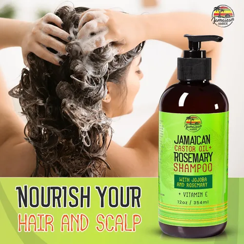 Vista 3 de JAMAICAN Ambre Champú de romero para fortalecer el cabello - 12 oz / 11.5 fl oz - Champú hidratante, fortalecedor, promueve la nutrición