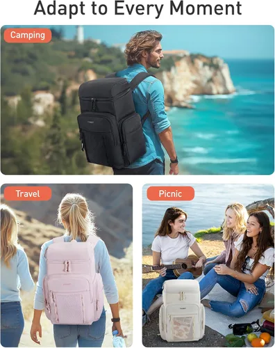 Vista 6 de TOURIT Enfriador de mochila aislante: 30 latas impermeable a prueba de fugas mochila más fresca suave bolsa de viaje playa picnic camping
