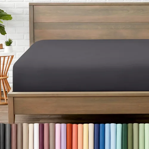 Vista 21 de Bare Home - Sábana bajera de microfibra 1800 muy suave y duradera, para colchones altos tamaño individual, color blanco Deep Pockets 6 to 15