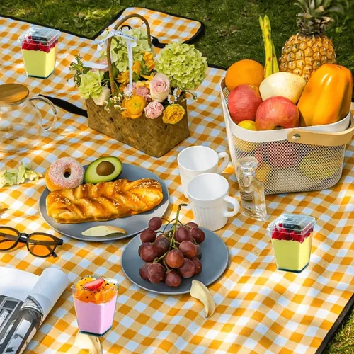 Vista 6 de Tazas de postre transparentes cuadradas de 5 onzas (50 tazas de postre + 50 cucharas)