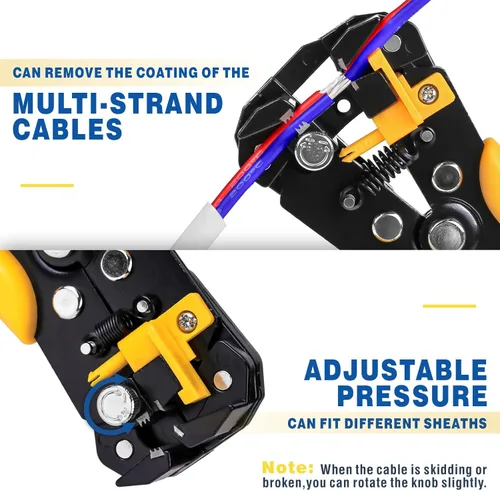 Vista 3 de 3 en 1 pelacables automático/cortador/crimpador, AWG10-24, alicates multi de 8 pulgadas para pelar cables eléctricos, corte de cables, prensado
