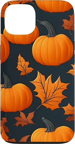 Vista 7 de iPhone 16 Pumpkins Black And Orange Plaid Fall Leaves Autumn Halloween Case