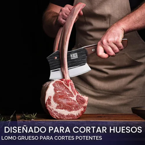Vista 2 de ENOKING Cuchillo de carnicero de 5.7 pulgadas, cuchillo forjado a mano resistente para huesos con mango de madera, cuchillo de carnicero de espiga