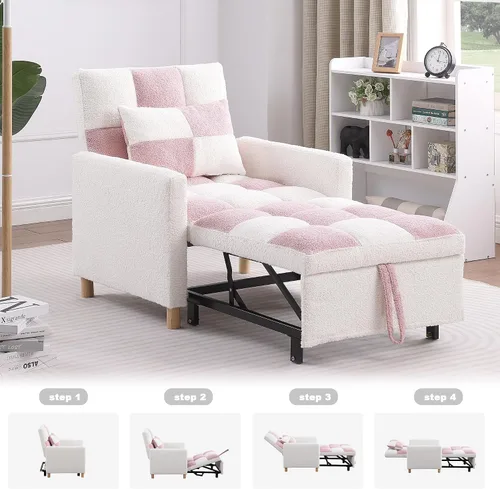 Vista 7 de Silla de cama convertible multifuncional, tela de peluche, ajustable, individual, extraíble, con lumbar, para apartamento, dormitorio, oficina, sala