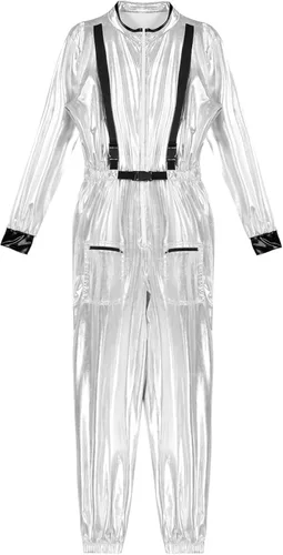 Vista 5 de Xnihocha Disfraz de astronauta para adultos, traje espacial para hombres, juego de rol, cosplay, disfraces de astronauta, traje de vuelo