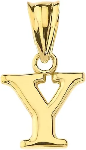 Vista 20 de Colgante de oro amarillo de 10 quilates con inicial A-Z con dije fino de 1/2 pulgada – Elección de letra inicial