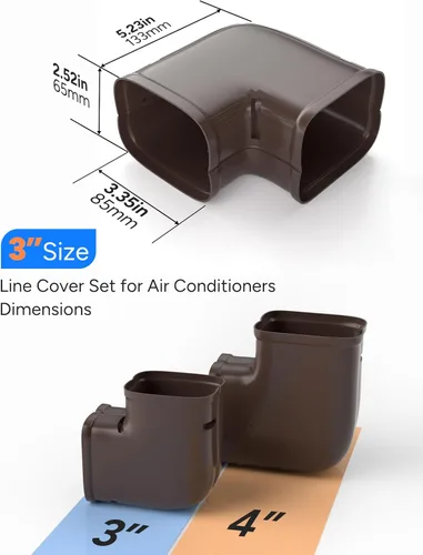 Vista 4 de Juego de cubierta de codo plano marrón, cubierta de nivel flexible, accesorios para acondicionadores de aire sin conductos y bombas de calor