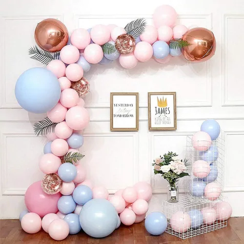 Vista 3 de Globos de fiesta azul pastel de 12 pulgadas, 50 globos de feliz cumpleaños para baby shower Idea para revelación de género, aniversario, boda