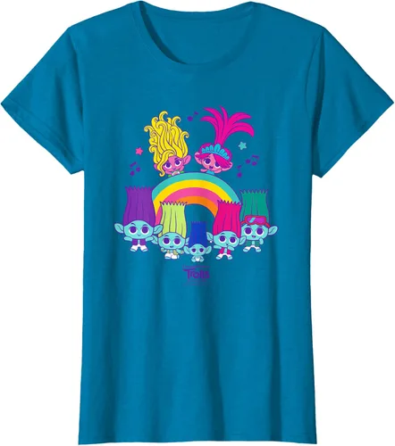 Vista 48 de Camiseta DreamWorks Trolls Band Together BroZone Poppy Viva Rainbow Negro