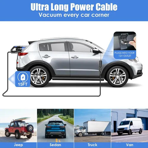 Vista 7 de Kit de Limpieza para Automóvil, Kit de Detallado de Interiores de Automóvil con Aspiradora de Mano de Alta Potencia, Juego de Cepillos de Detallado