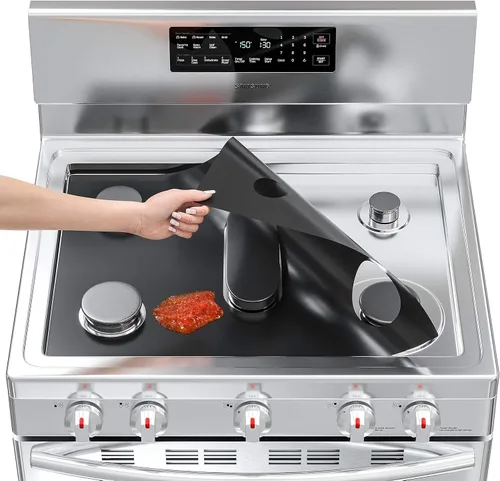 Vista 10 de Cubiertas superiores de estufa de teflón para quemadores de gas - Protector de estufa LG - Negro