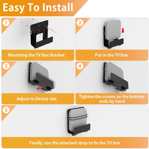 Vista 4 de Soporte de caja de cable, soporte para módem, soporte de pared ajustable para caja de cables para dispositivos pequeños y anchos, compatible
