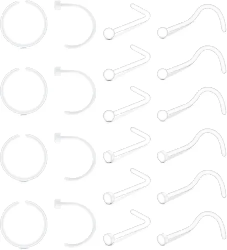 Vista 5 de Anicina Anillos y Studs Transparentes para la Nariz para el Trabajo Retenedor de Piercing Transparente de Herradura Retenedor de Tabique de Plástico
