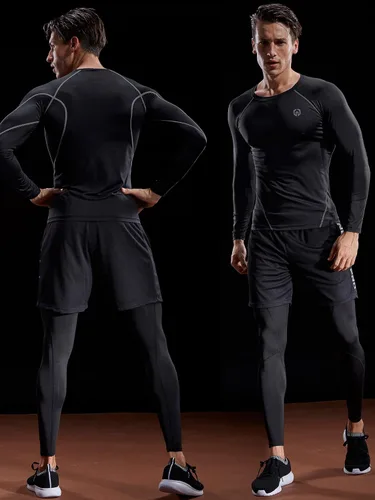 Vista 5 de Neleus - Camisas de compresión de manga larga para hombre, para ejercitarte, correr, 3 u.