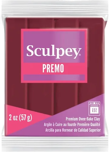 Vista 4 de Sculpey Premo Arcilla polimérica para horno, tono Carmesí Alizarina, no tóxica, barra de 2 oz., ideal para hacer joyas, decoraciones festivas