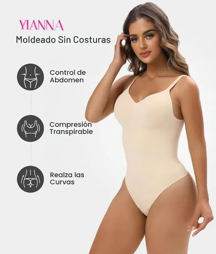 Vista 2 de YIANNA Faja moldeadora para mujer, con control de abdomen, sin costuras Beige