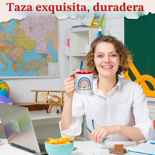 Vista 3 de Maxdot 8 tazas de café de cerámica para profesores, mango de 12 onzas