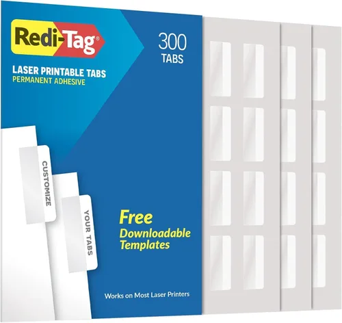 Vista 8 de Pestañas de índice láser imprimibles Redi-Tag, Blanco