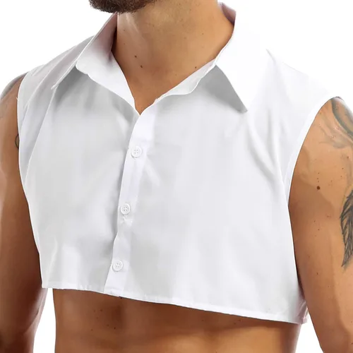Vista 3 de Cuello falso desmontable Dickey cuello sólido medias camisas falso cuello para hombre joven