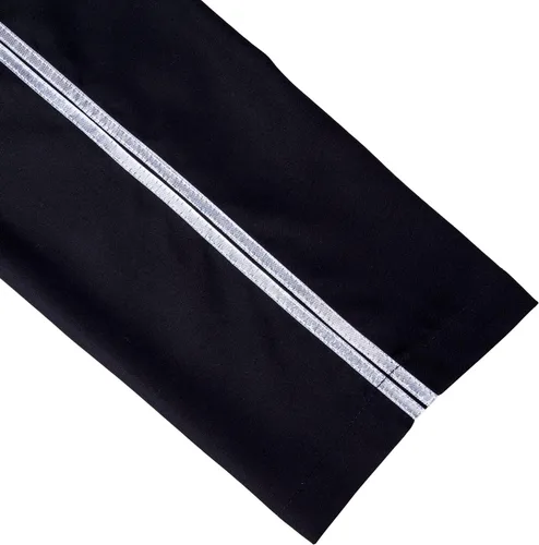 Vista 3 de Pantalones de disfraz negros con rayas plateadas, pantalones retro de los años 80 para escenario, fiesta y actuación