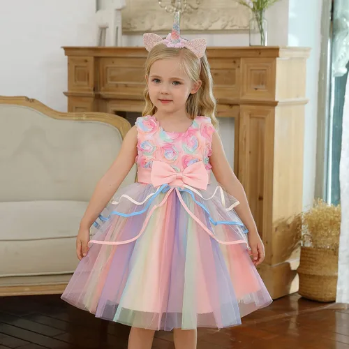 Vista 2 de HNXDYY Vestido de baile formal de princesa con encaje para niña de flores