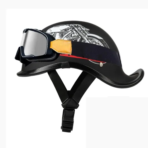 Vista 21 de Medio casco de motocicleta vintage, aprobado por el DOT, para adultos, casco convertible vintage para scooters, ciclomotores, cascos de motocicleta