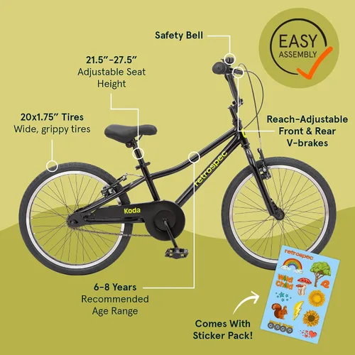 Vista 2 de Retrospec Koda Plus Kids Bike for Boys & Girls Ages 6-8 Years - Children's Bicycle, Adjustable Seat & Handlebars