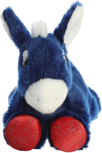 Vista 2 de Aurora® Adorable Mini Flopsie™ Animal de peluche de burro valiente, facilidad juguetona, compañeros atemporales, color azul, 8 pulgadas