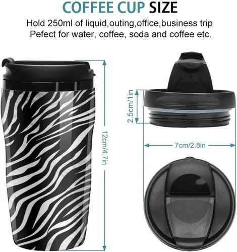 Vista 2 de Zebra Print Coffee Cup Hot Coffee Travel Mug Reusable Iced Coffee Cups Double Heat Insulation Coffee Mug with Leak-Proof Lid Stylish Travel Cup for