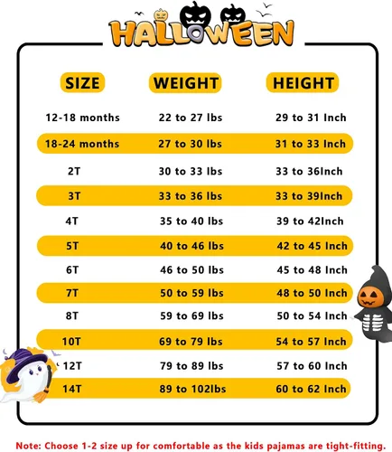 Vista 6 de Joyond Halloween Pajamas for Boys Girls, Cotton Toddler Kids Pjs Long Sleeve Sleepwear Size 2T-14Years