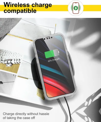 Vista 6 de SURITCH Funda transparente para iPhone 13 Pro Max, [protector de pantalla antiespía integrado] Funda rígida a prueba de golpes de 360°