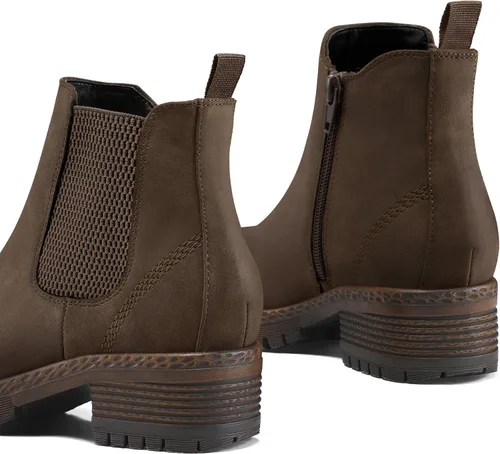 Vista 4 de mysoft Chelsea - Botines para mujer, con cremallera lateral, tacón bajo, con suela de lengüeta, botas cortas