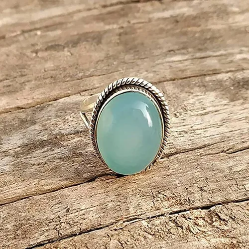 Vista 6 de Anillo de cristal con patrón vintage de jade para propuesta de cumpleaños, novia, anillo de fiesta de compromiso (verde menta, 9)