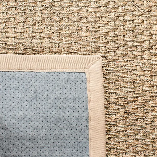 Vista 8 de SAFAVIEH Natural Fiber Collection NF114A - Alfombra de pasillo de hierba marina con patrón de tejido de cesta y borde, de 2 pies 6 pulgadas x 16