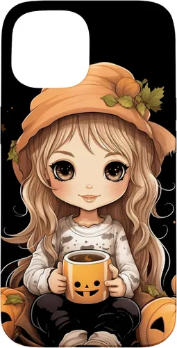 Vista 6 de Chibi Girl Anime Kawaii Pumpkin Spice Latte Fall Halloween Case for iPhone 16