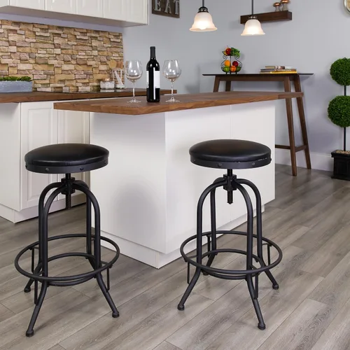 Vista 2 de Flash Furniture Carrington Taburete de bar de 30 pulgadas con asiento giratorio LeatherSoft negro
