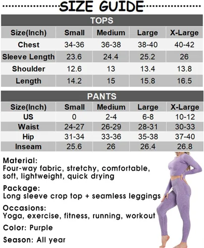 Vista 6 de YOFIT - Conjunto deportivo de 2 piezas leggings de yoga de cintura alta sin costuras y crop top con manga larga para mujer, juego de ropa