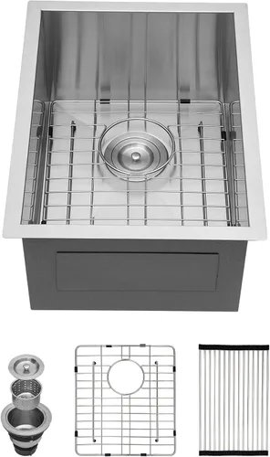 Vista 26 de Kichae Fregadero de Barra Bajo Montaje - Fregadero de Barra de Preparación de 12 x 15 Pulgadas de Acero Inoxidable Calibre 16 Fregadero de Cocina