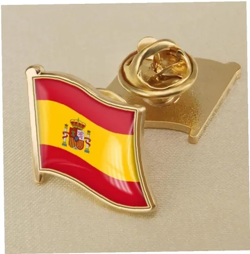 Vista 3 de Zonster Broche de metal con insignia de la bandera de España, 1 pieza, broche de solapa de regalo novedoso, accesorio de insignia, 0.748 x 0.709 in