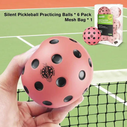 Vista 3 de Pelotas de pickleball silenciosas, paquete de 6 bolas de espuma silenciosas para práctica de pickleball en interiores y exteriores, bolas