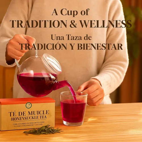 Vista 2 de Muicle Té (Mexican Honeysuckle Herbal Tea) – 25 bolsas de té – 100% natural, vegano, sin OMG – Infusión tradicional de hierbas mexicanas – Sin