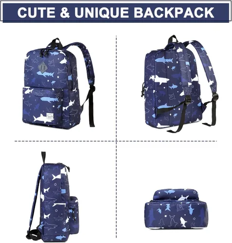 Vista 5 de VASCHY - Mochila ligera resistente al agua, mochila casual para hombres y niños, tiburón