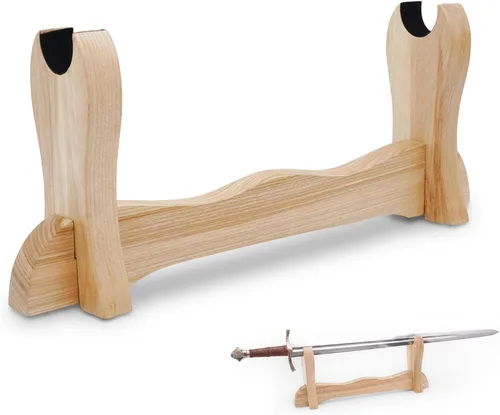 Vista 11 de Lord of Battles Soporte medieval de madera maciza para espada, soporte para espada, exhibición de espada de gladiador, soporte para espada katana