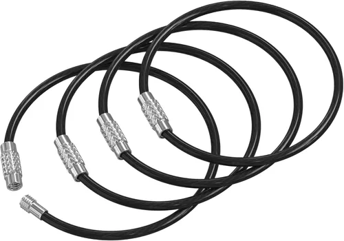Vista 11 de Silipac Stainless Steel Wire Keychain Cable, Twist-Lock 6.3" (16 cm) 2mm – Car Keyring, Luggage Tag, Carabiner – 4 Pack