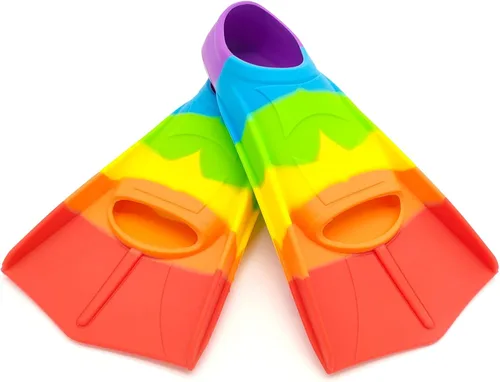 Vista 13 de Fadgesy - Aletas de entrenamiento de natación, cómodas aletas de silicona para nadar y bucear, tamaño adecuado para niños, niñas, niños y adultos