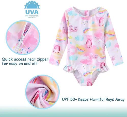 Vista 3 de Trajes de baño de una pieza para niñas y niñas con protección solar UPF 50+