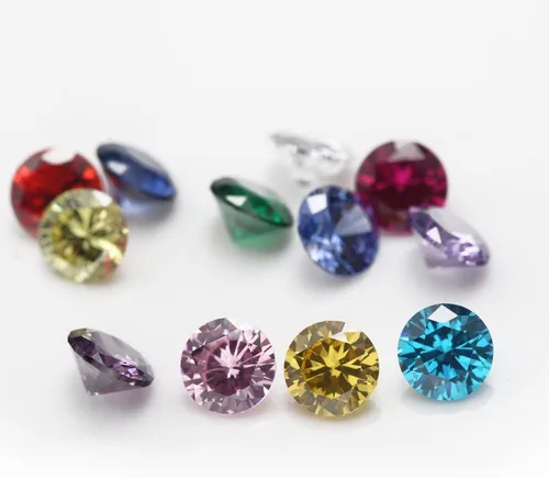 Vista 3 de 12 piedras de cumpleaños 1 unids por color redondo suelto Cubic Zirconia piedras sintéticas rubí sintético espinela